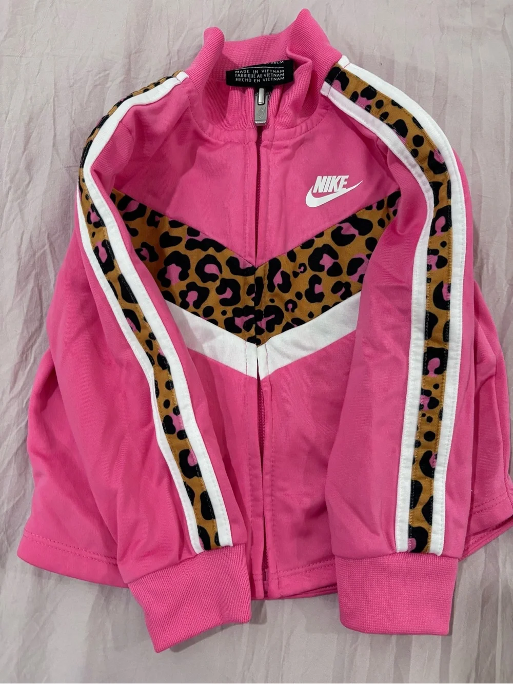 Nike Hot Pink Leopard-Trim Track Jacket and Pants - Picture 3 of 5